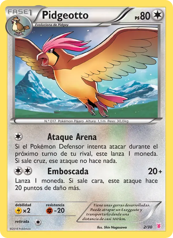 Pidgeotto Uncommon Pokemon card #2 from XY trainer Kit (Wigglytuff)
