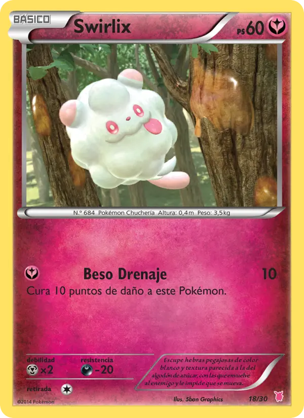 Swirlix Common Pokemon card #18 from XY trainer Kit (Wigglytuff)